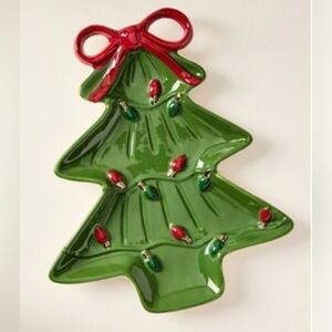 Anthropologie Festive Tree Stoneware Platter | NIB